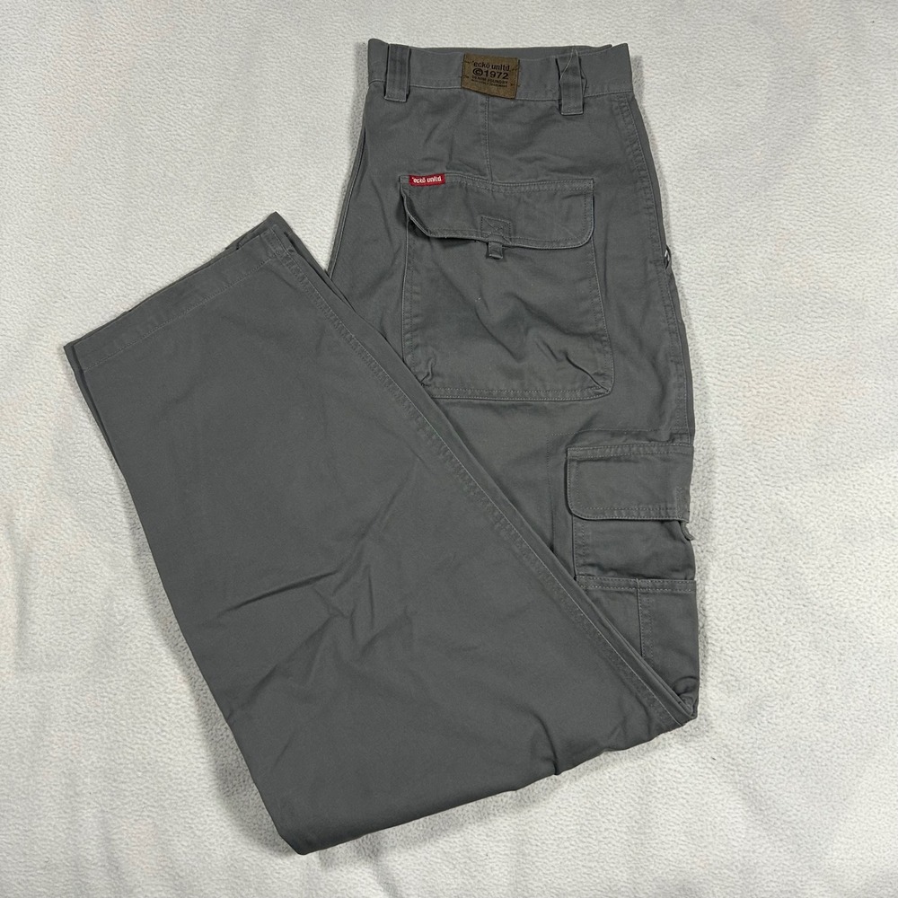 Ecko Unltd Cargo Pants Mens 36x32 Grey Straight Leg Multi Pocket Streetwear Y2K
